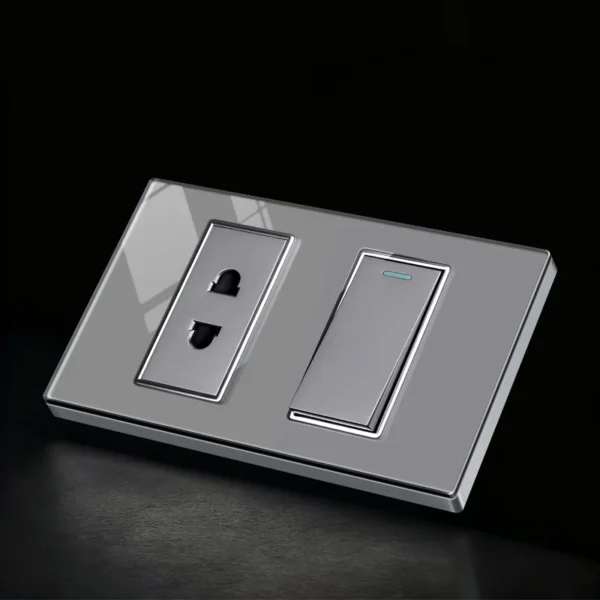 118 Type American Standard 15A Waterproof Glass US Wall Electric Interruptor Light Switch with 2 Outlets