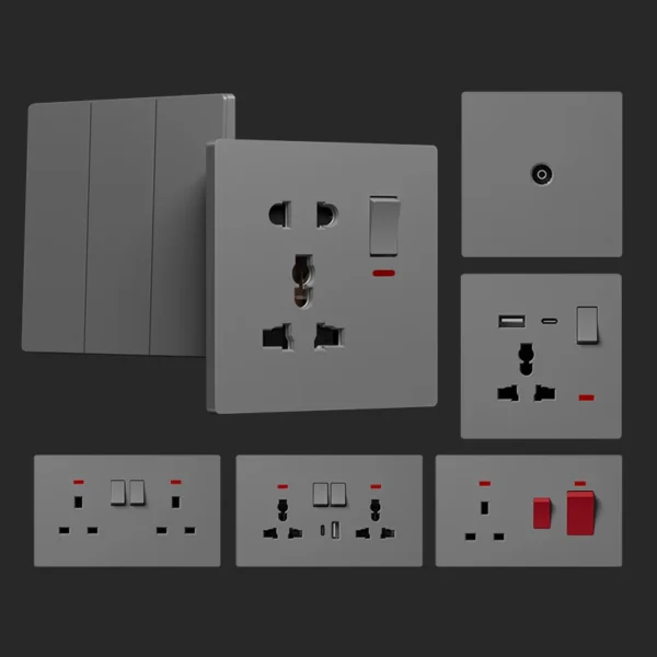 Wholesale 13A Double Socket Electrical Supplies Customizable Factory White Ultra-Thin Wall Switch Sockets Durable Max. 220v