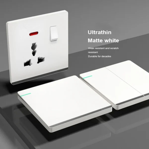 Ultrathin Matte Black Panel 86 Style 5 Hole Industrial Household Concealed USB Type C Charging Wall Switch Socket 16A Electrical