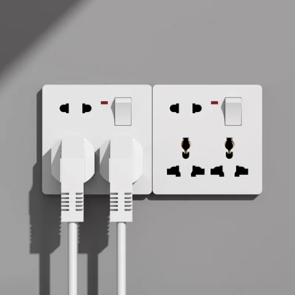 White China 8-pin Wall Socket with 4 Outlets 2 USB-A & 2 USB-C Ports 13A Durable Multifunctional International Socket