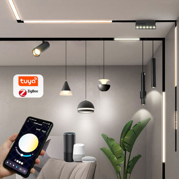 New Design Tuya App Smart Led Track Lights Magnetic 48v Linear Magnetic Light Track Commercial Ceiling System Rail Lighting