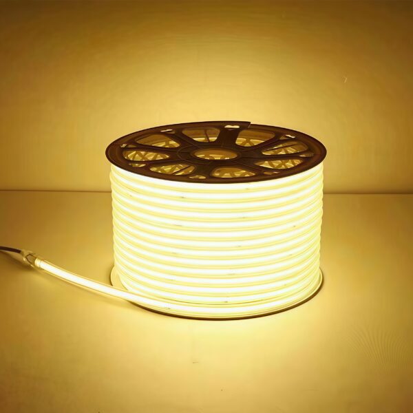 Dot Free 220v Led Strip IP65 Waterproof Plug-In Fcob Led Strip 220v Flexible PVC Tape Outdoor 100m Led Strip Lights