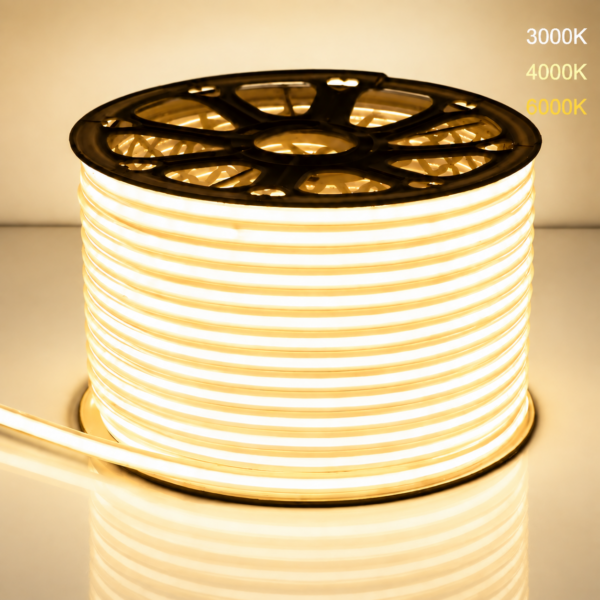 220V High Voltage COB LED Strip Light 100M Roll IP65 Waterproof Cuttable Flexible LED Tape for Outdoor Ceiling Garden Lighting