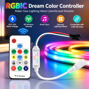 Smart RGBIC Dream Color COB LED Strip Controller DC5-24V RF Wireless Remote Controller for LED Strip Light