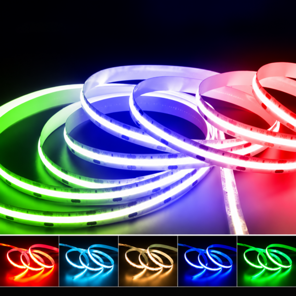 High Density 24V RGBCW Flexible COB LED Strip Light 840LEDs/M COB LED Strip for Home Decoration Cabinet Wardrobe Livingroom