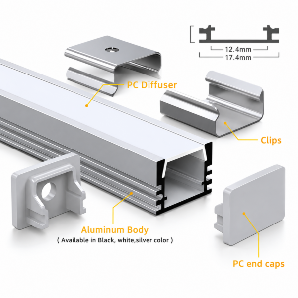 Recessed Led Linear Channel for Decorative Lighting Led Channel Led Strip Light 1m 2m 3m Plaster Led Aluminium Profile for Leds