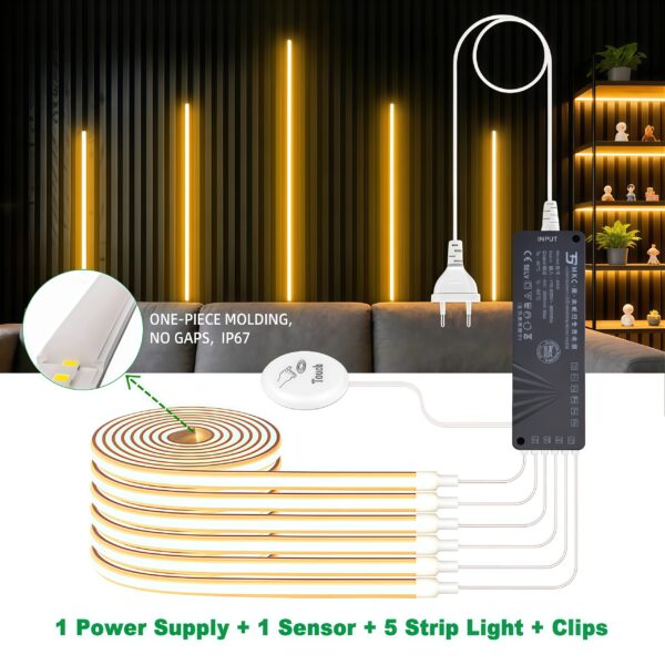 Flexible Silicone Led Neon Strip 24v Touch Hand Motion Sensor 5 in 1 Strip Light Kit for Kitchen Closet Lighting