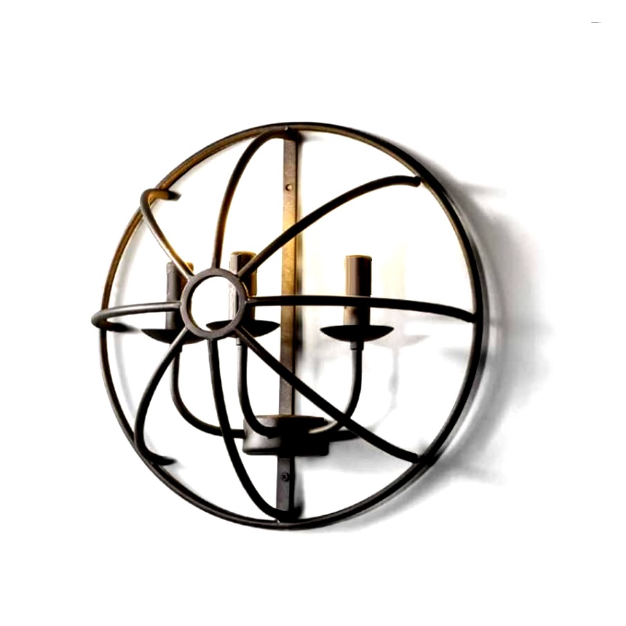 Home Retro Wrought Iron Wall Lamp Bar Three-Head Candle Crystal Wall Lamp