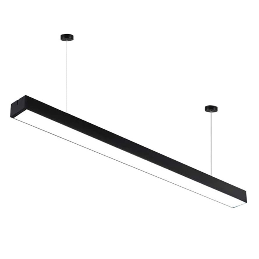 Simple Linear LED Pendant Light Modern Long Strip Lamp with Adjustable Cord Suspension Hanging Lamp for Office Commercial Area