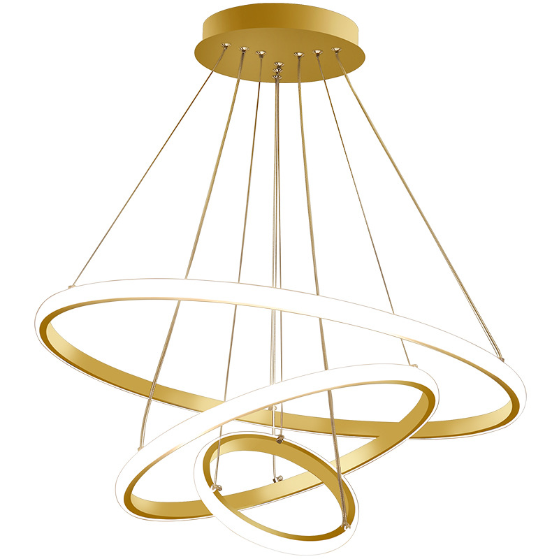 LED Iron Acrylic Ceiling Pendant Lamp Luxury Dining Lamparas Hanging Light Circle Ring Modern Gold Chandeliers Pendant Light