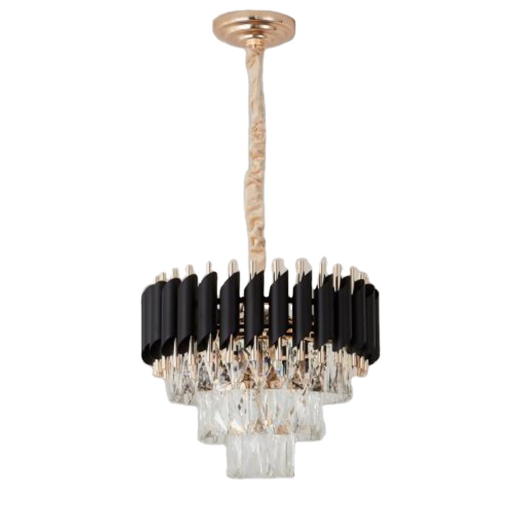 Restaurant Decorations Hotel Living Room Lamps Home Decor Pendant Light Fixture Modern Crystal Black Chandelier Ceiling