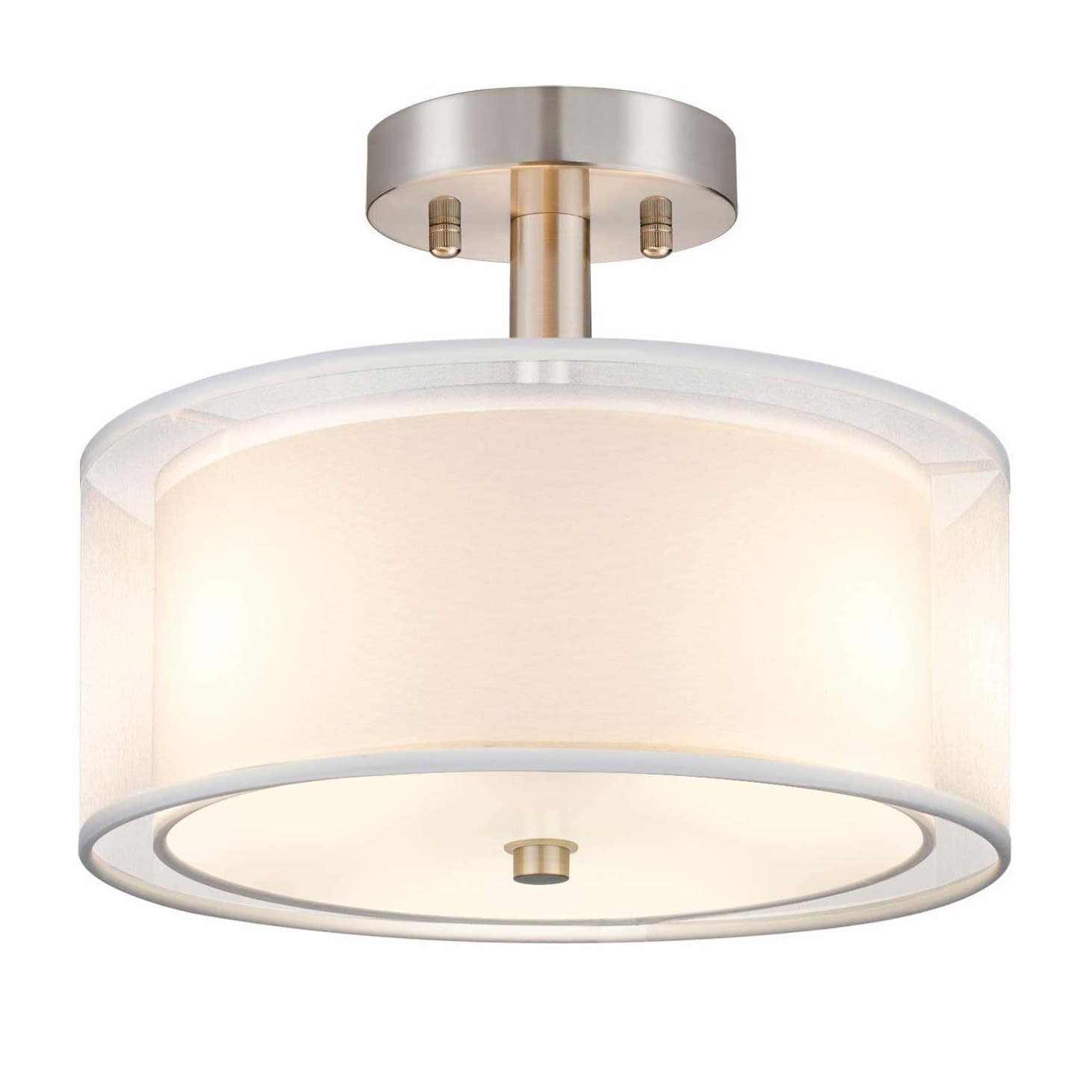 40cm 15.74 Inch Semi-Flush Mount Ceiling Light with Chrome Shade