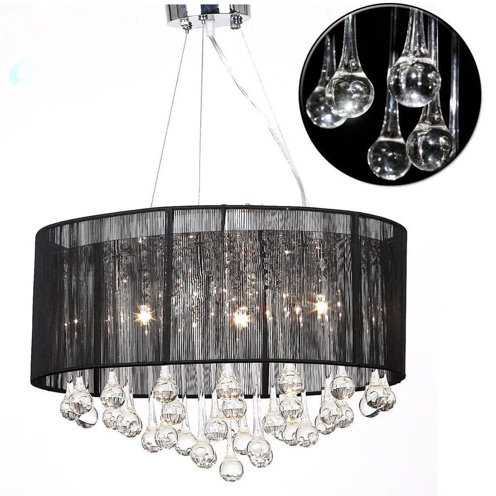 Spider Pendant Lamp with 85 Crystals Glass Black Screen Ceiling Light Crystal Pendant  Light