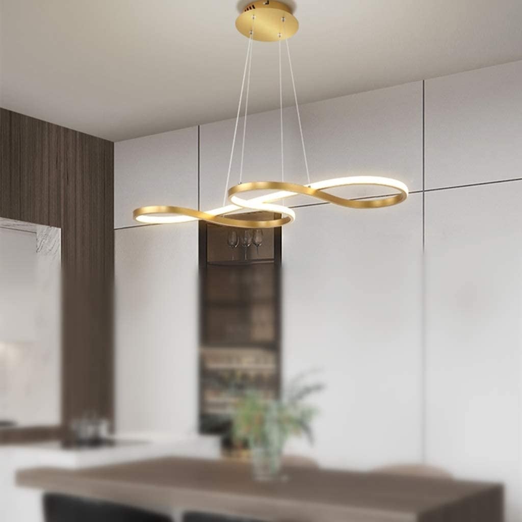 Ring Curve Pendant Lamp Heterosexual Wave Remote Control Dimmable LED Ceiling Lamp