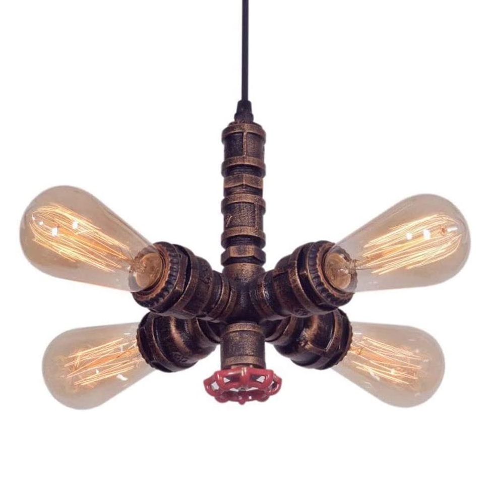 Loft Retro Industrial Hanging Lights Vintage Steampunk Water Pipe Pendant Lamp E27 Edison Single Head Ceiling Light