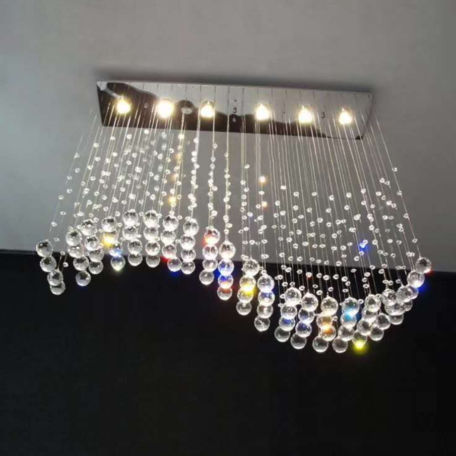 Modern Dining Living Room Foyer Entry 5 Lights Crystal Raindrop Chandelier Rain Drop Ball Ceiling Fixture Pendant Lamp Lighting