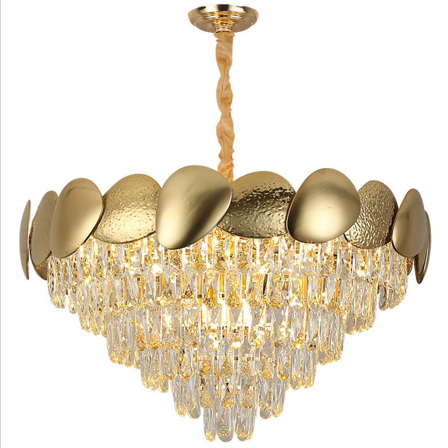 Best Selling Luxury Modern CE  Lamp Home Living Room Bedroom Stainless Steel Round Crystal Gold Finish Chandelier Pendant Light