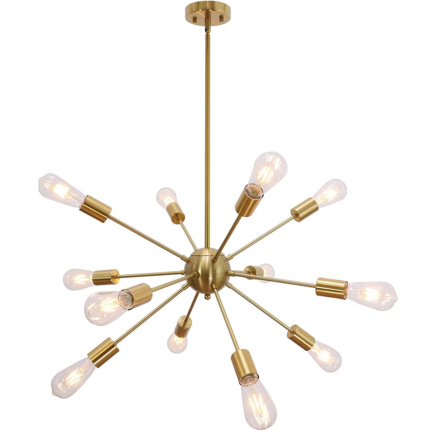 Modern Chandeliers Sputnik 12 Mid-century Brushed Brass Lights for Dining Room Kitchen Fireplace