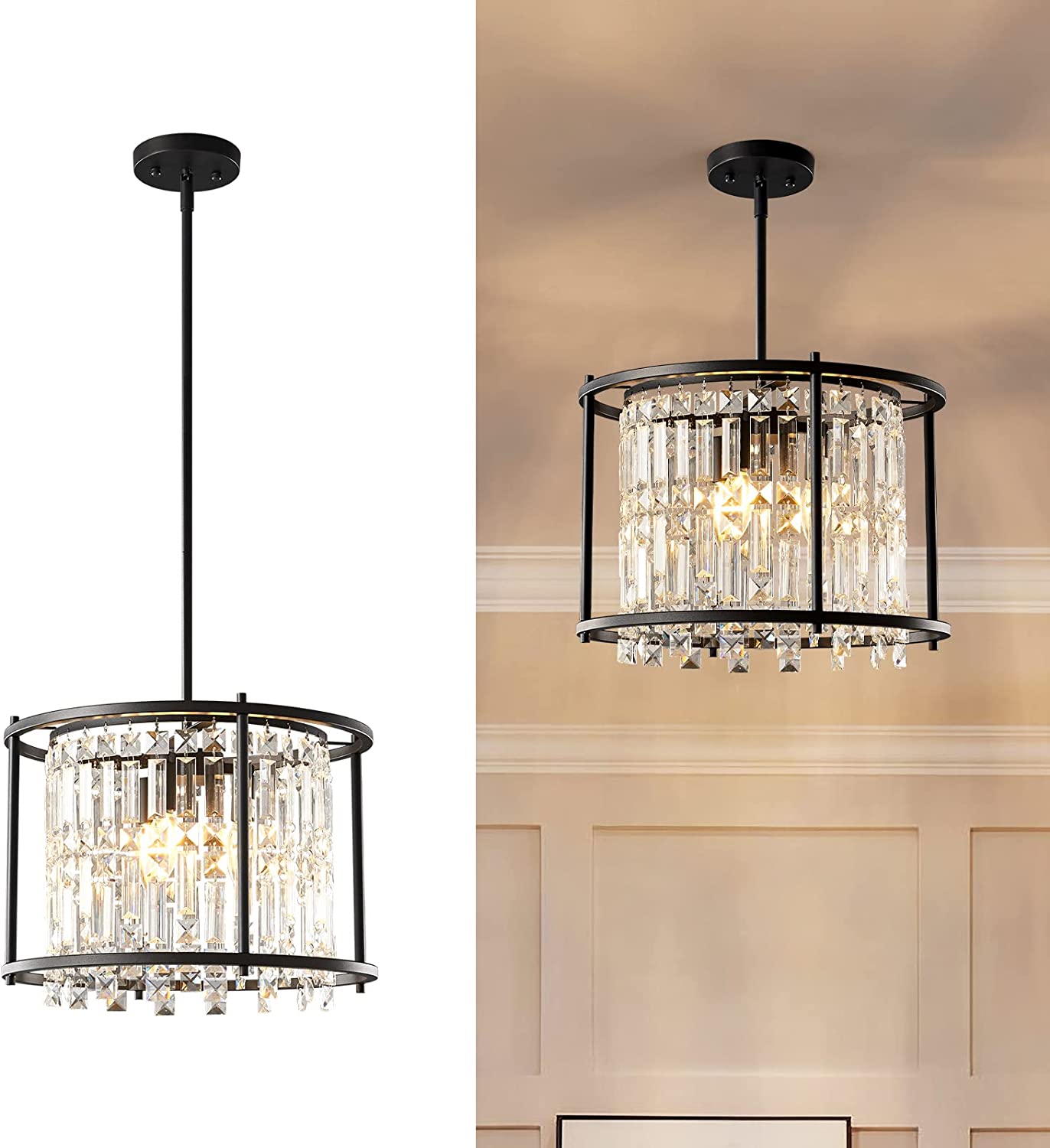 Industrial Farmhouse Lampara Colgante Lampara Rustica Black Chrome Silver Gold Color Crystal Retro Light Chandelier