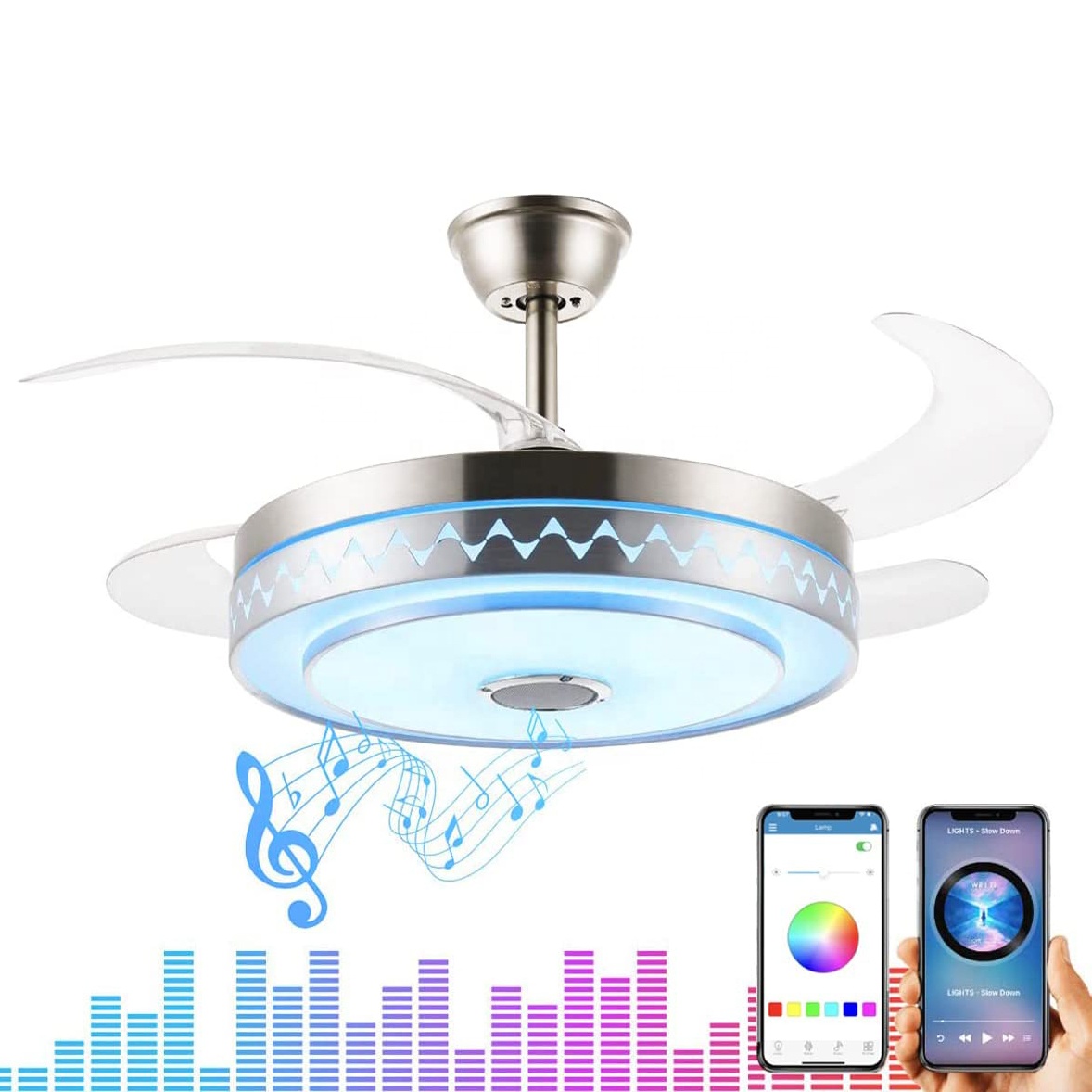 Best Selling New Star Shape Lighting Ceiling Fans with Lights Remote Control Romantic Invisible Ceiling Fan with Led Lights