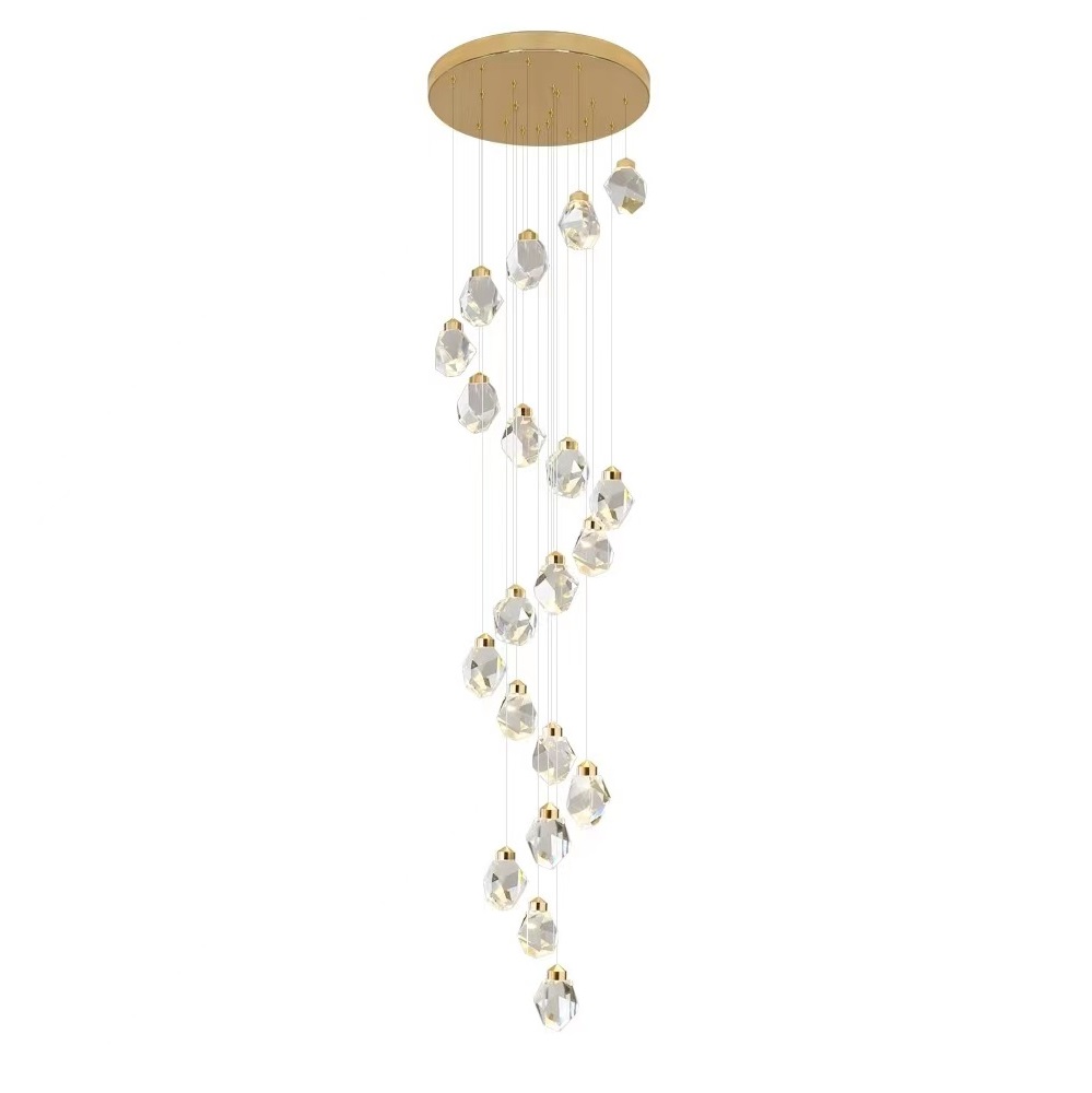 Modern Luxury  Crystal Pendant Light Gold Finish With K9 Crystal LED Drop Light Stair Hanging Lamp for Living Room