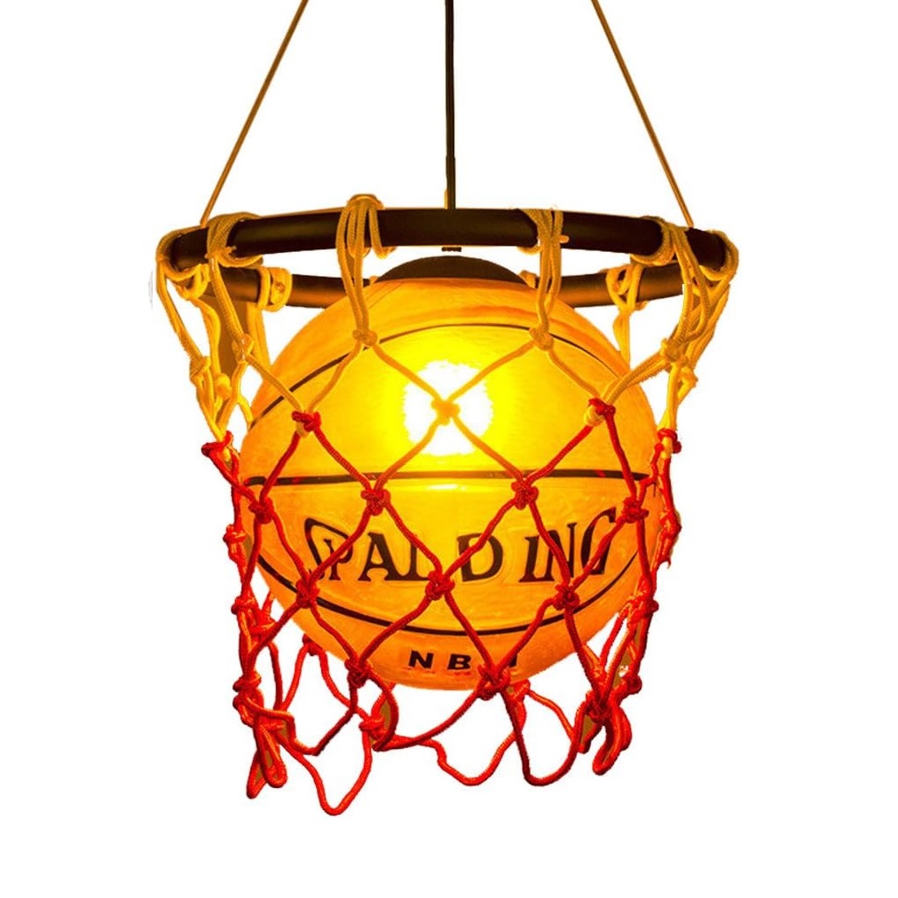 Creative Children's Room Ceiling Lamp Fixture Boys Bedroom Basketball Hanging Lamp