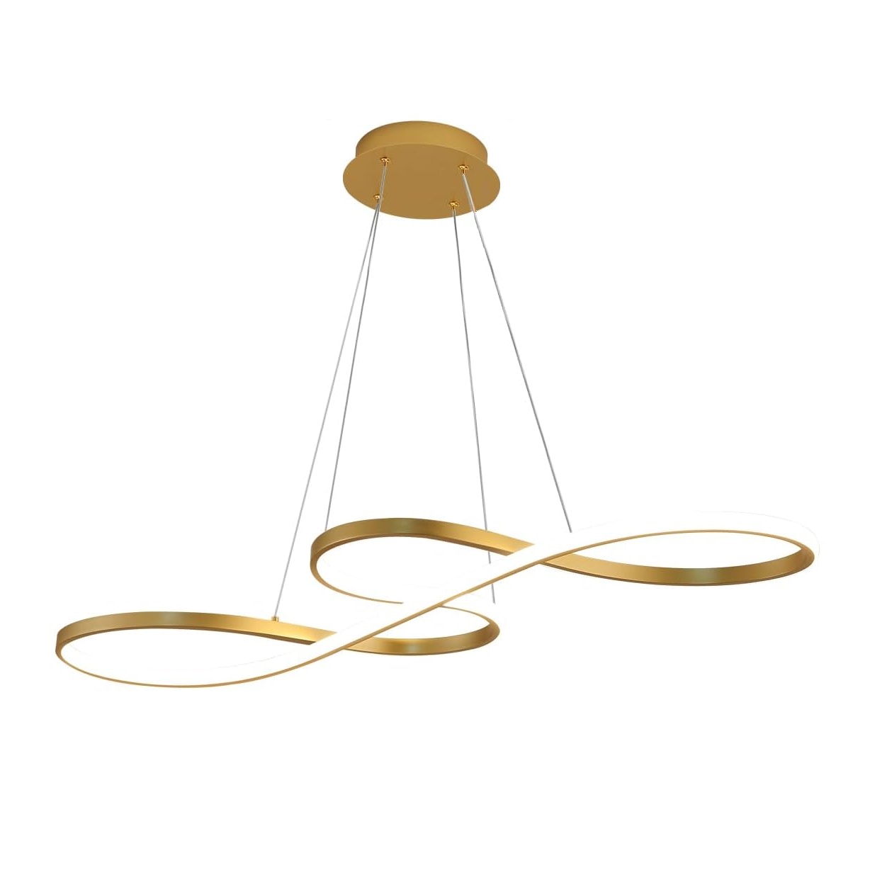 Spiral Gold and White Acrylic Diffuser Pendant Light for Living Room and Open Kitchen or Sleeping Room Lighting Decoration