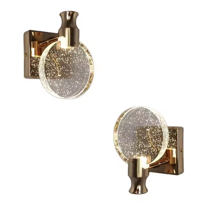 Modern Bathroom Vanity Lighting Mirror Foyer Wall Sconce LED Bubble Crystal Gold Lamp