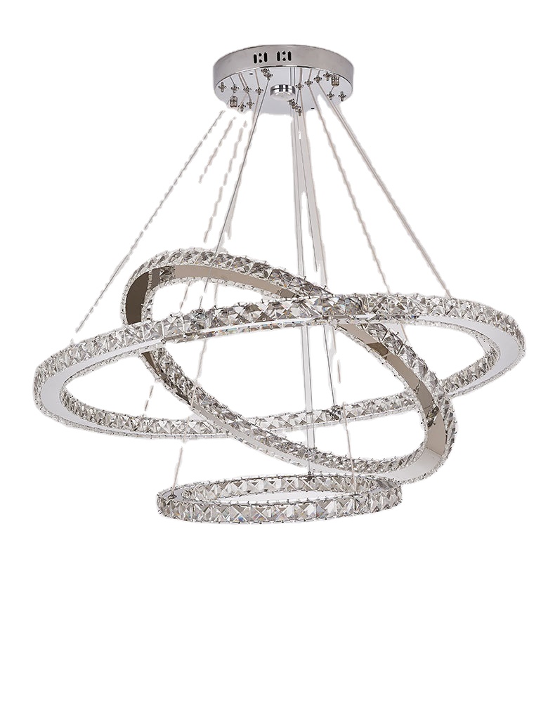 Modern Luxury 1 2 3 4 5 Rings Led K9 Crystal Stainless Steel  Ceiling Light Chandelier Pendant Lights Lamp