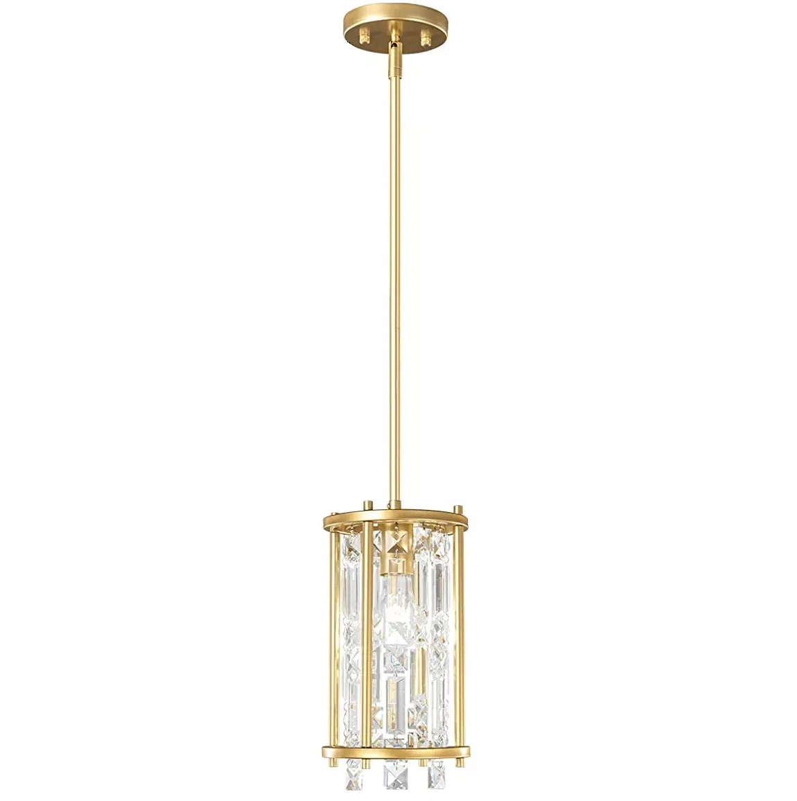 1 Light Round Pendant Light Mini Crystal Golden Color