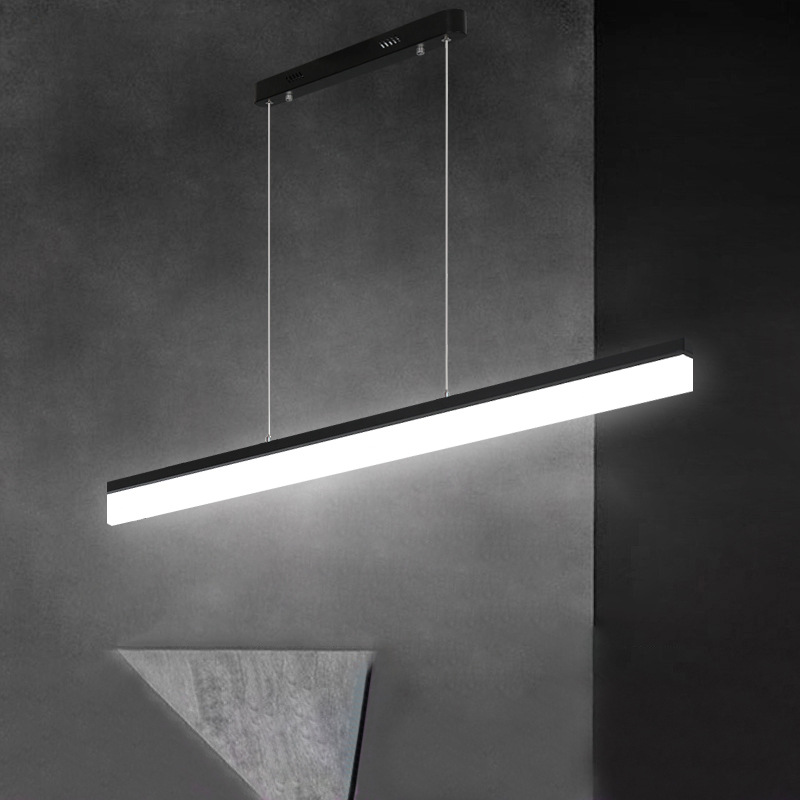 Nordic Simple Living Room Led Pendant Restaurant Linear Long Shape Office Strip Lamp Kitchen Ceilings Black Led Chandelier