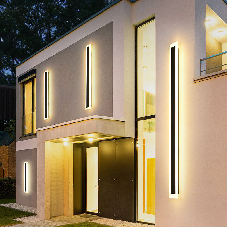 Nordic Modern Outdoor Wall Sconce  Acrylic LED Linear Strip Light IP65 Waterproof Design for Exterior Architectural Illumination