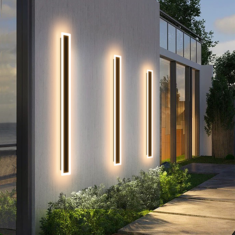 Hot Selling Modern New Design Rectangle Decoration LED Wall Sconce Linear Strip IP65 Waterproof Outdoor Home Lighting