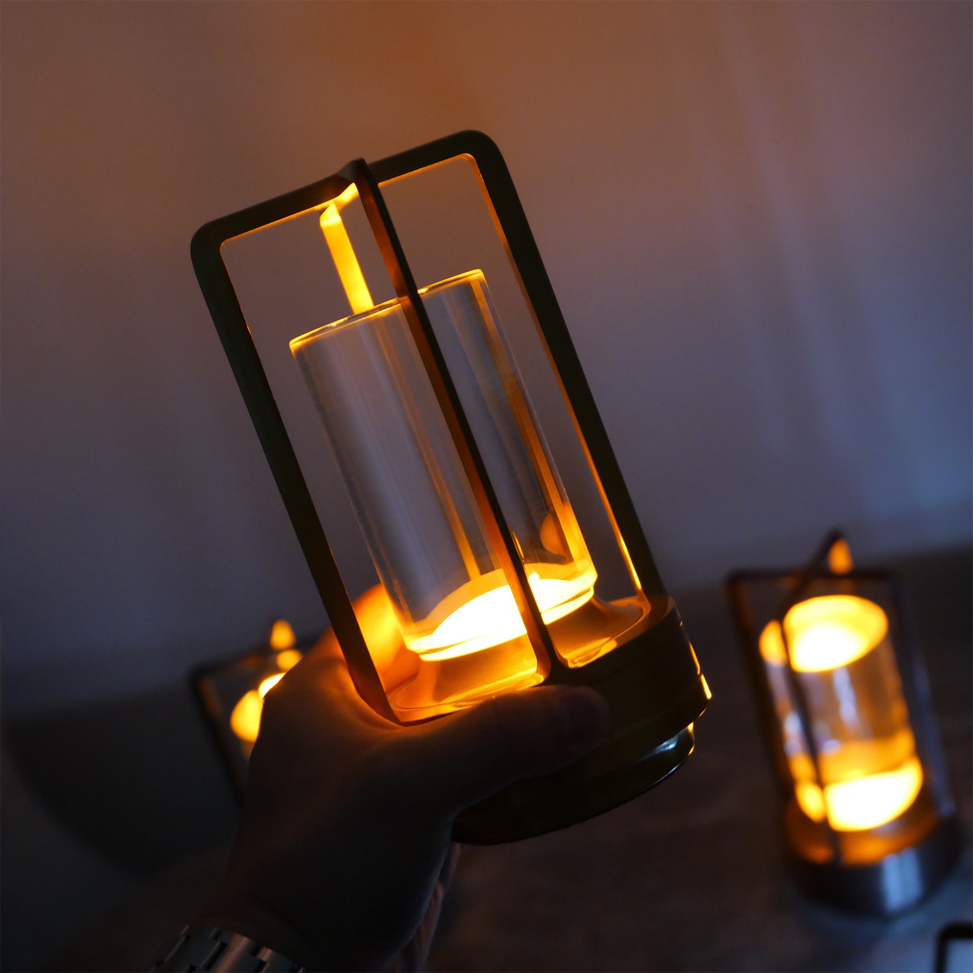 Portable Rechargeable 3 Color Stepless Dimmable Battery Powered Crystal Bar Cafes Restaurants Bedrooms Camping Desk Night Light