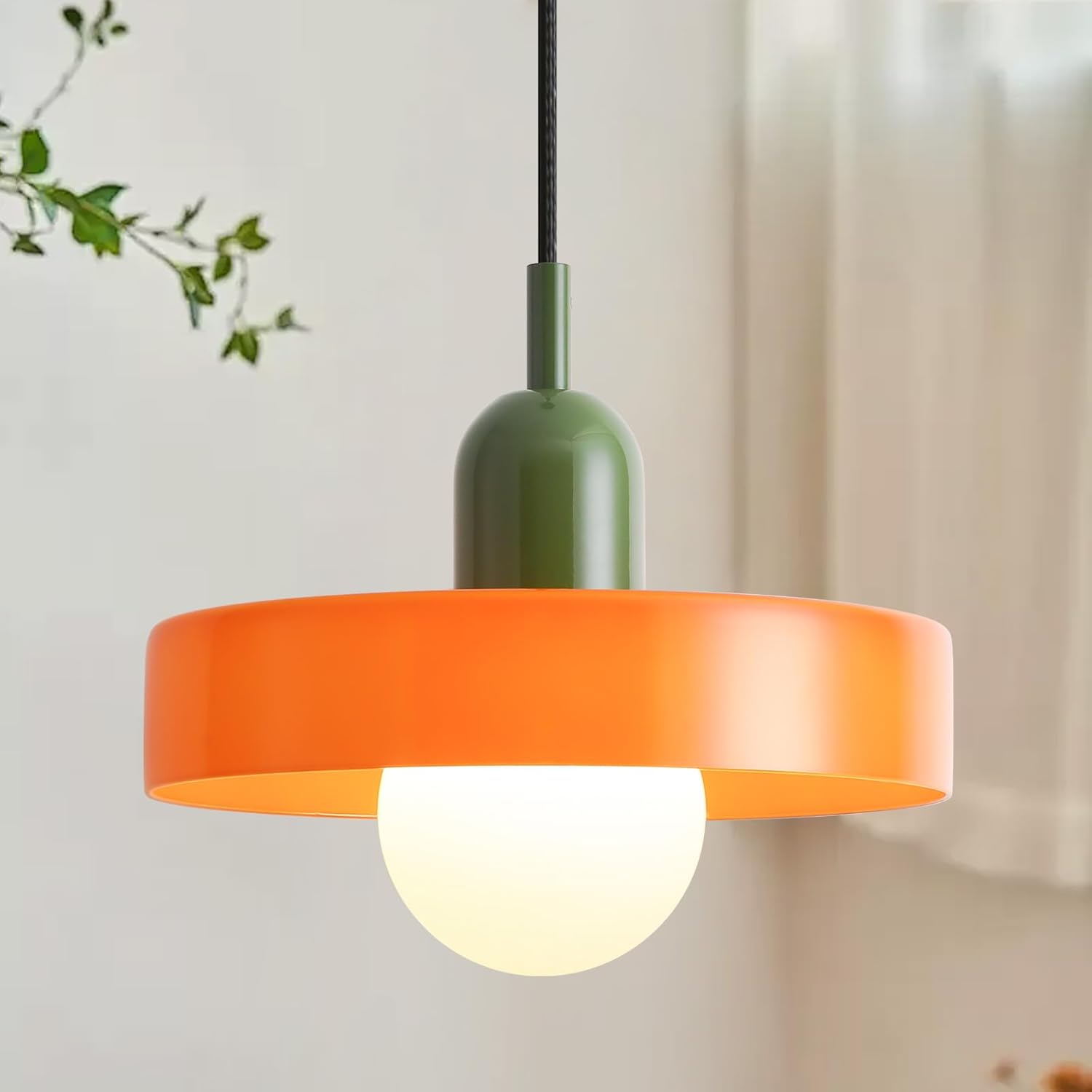 Modern New Design Bedroom Kitchen Island Living Room Mid Century Light White Yellow Glass Pendant Light Fixture Hanging Light