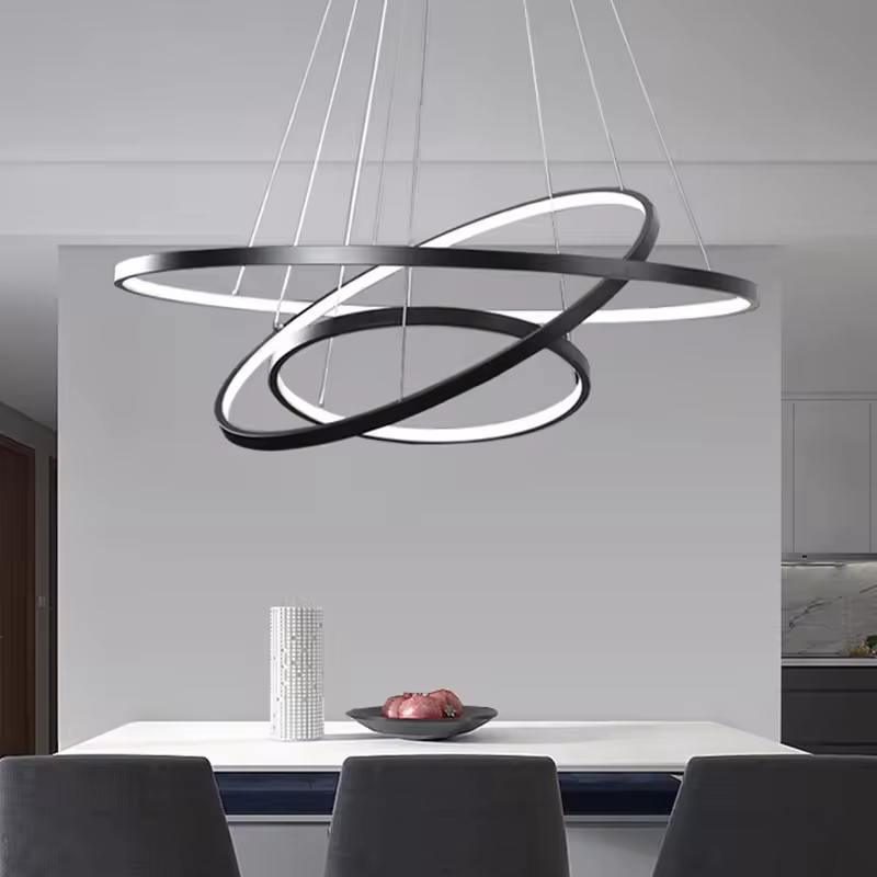 3 Ring Acrylic Gold Luxury Round Led Chandelier Lamp Living Room Hotel Circle Hanging Pendant Light Design Home Decor Modern