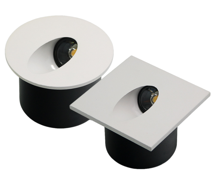 Outdoor Indoor Waterproof IP65 Mini square Round Led Stair Wall Light Recessed Step Lights Side Staircase Black White Color 3W