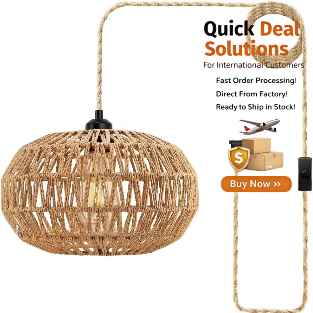Handmade Natural Wicker Bamboo Rattan Pendant Light for Home and Restaurant Lighting Decor