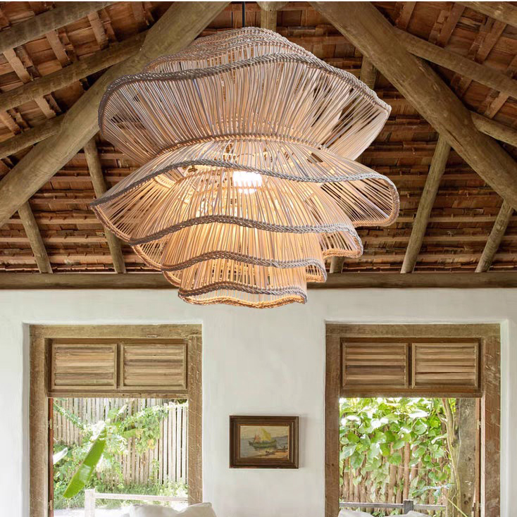 Antique Natural Rattan Pendant Light Handwoven Boho Eco Friendly for Living Room Dining Area Boutique Hotel