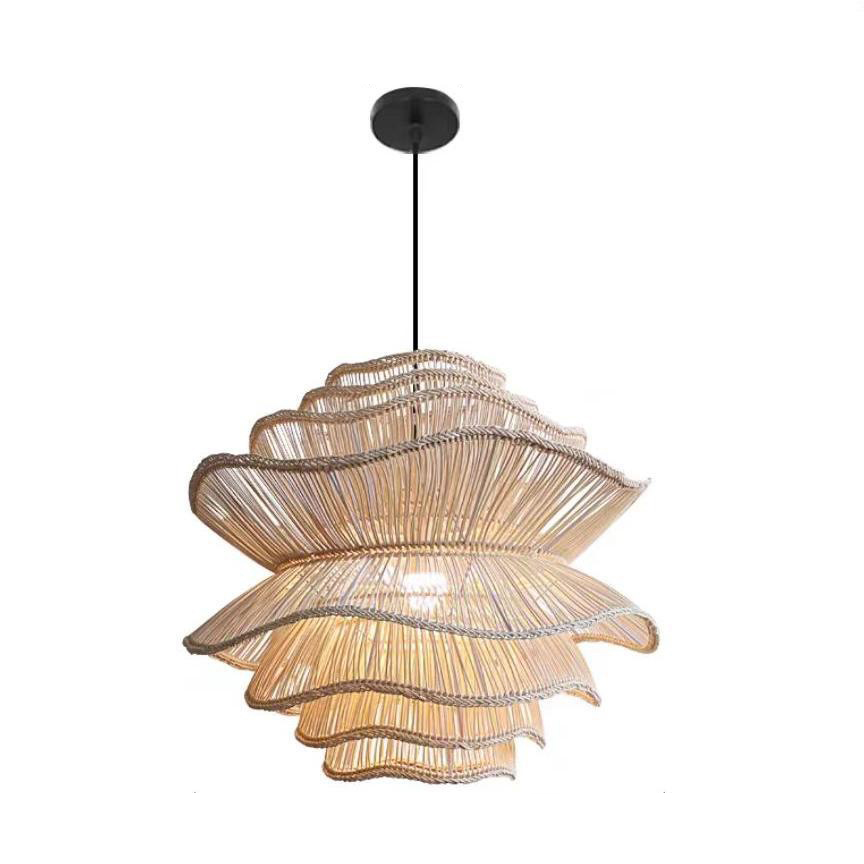 Hand-Made Bamboo Lamp Southeast Asian Style Chandelier Woven Rattan Pendant Lights For Home Decor