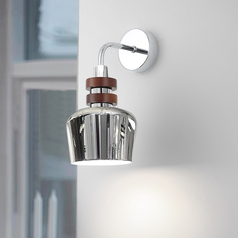 American Vintage Punk Style Wall Lamp, Solid Wood Iron Three-Color Light for Wabi-Sabi Bedroom
