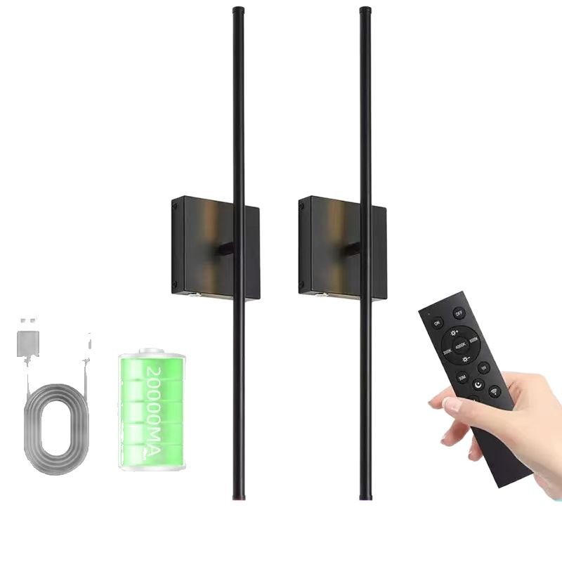 Modern Battery Powered Wall Lamp With Magnetic Base, Wireless Bedside Lighting for Bedroom Living Room, Free Wiring Design