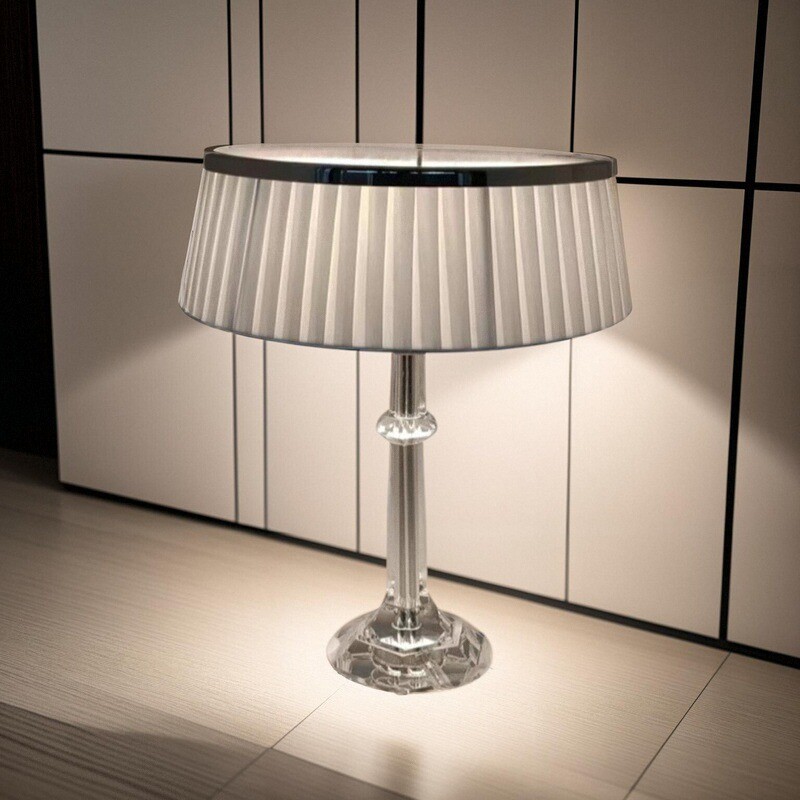 Nordic Elegant Bedside Lamp Modern Crystal Decor Table Lamp Cone Shape With Soft Fabric Shade Ac Powered for Home Interior