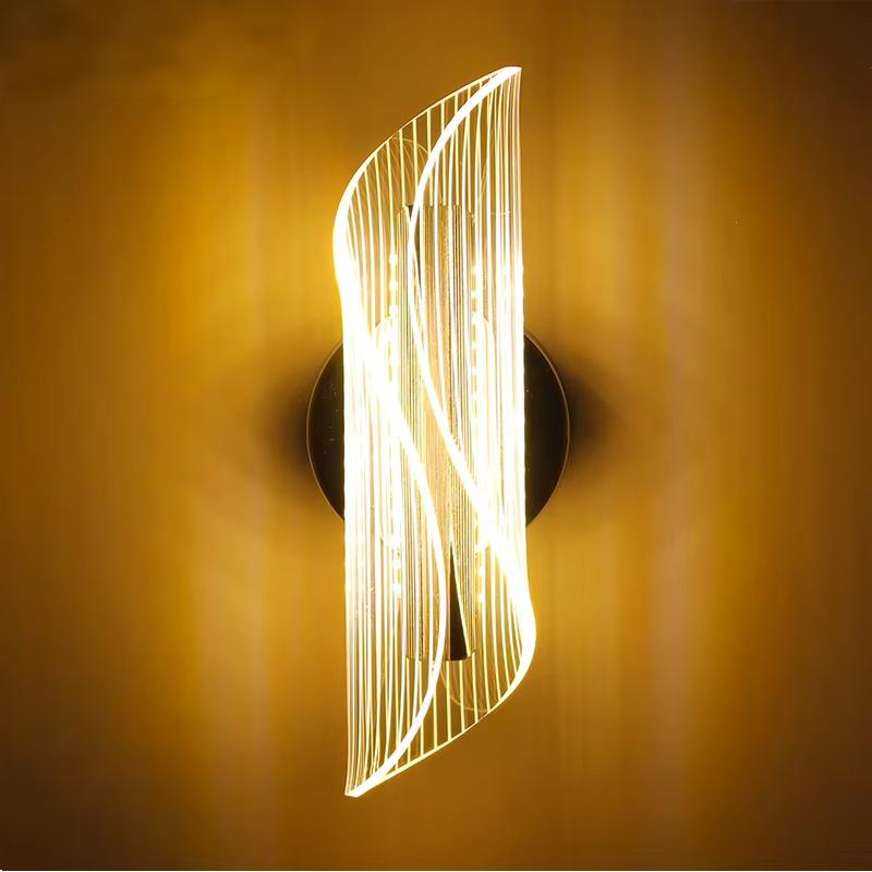 Nordic Led Wall Sconce Gold Luxury Modern Wall Lamp Acrylic Shade Indoor Lighting Fixture for Bedroom Bedside Living Room