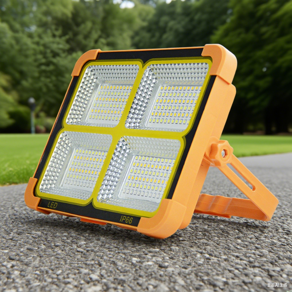 Solar Led Flood Light Ip65 Waterproof 3 Color Light Abs Body Portable For Night Market Garden Camping Emergency