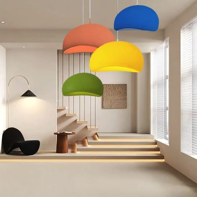 Wabi-sabi Style Vintage French Colorful Macaron-colored High Density Polystyrene LED Chandelier for Dining Room Living Room