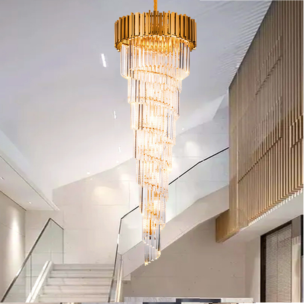 Post Modern Minimalist Dining Room Lamp Designer Model Room Lighting Villa  Gold  Large Crystal Chandelier