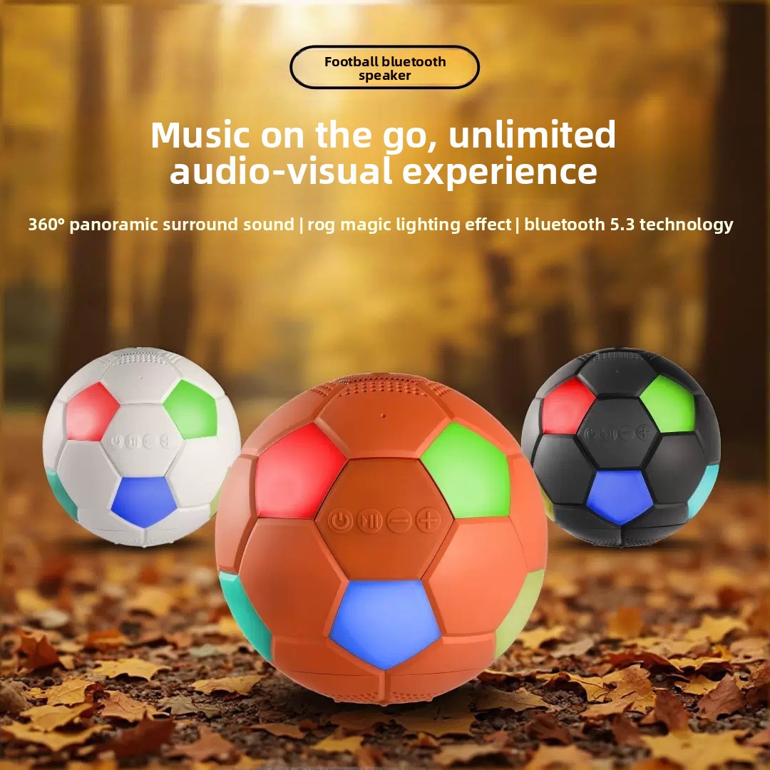 New Portable Mini Football Speaker Indoor Outdoor RGB Music Football Lighting