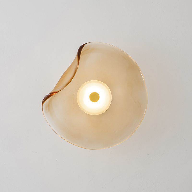 Luxury Post-Modern Designer Wall Lamp Irregular Glass Lotus Leaf Sconce for Entryways Bedrooms and Creative Feature Walls
