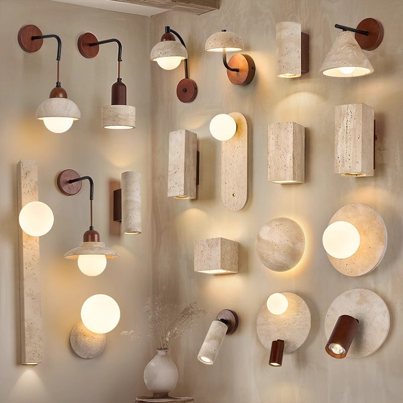 Luxury LED Bedside Lamp Wall Light with Warm Light Huangstone Shade-Home Hotel Use Bedroom Living Room Hallway